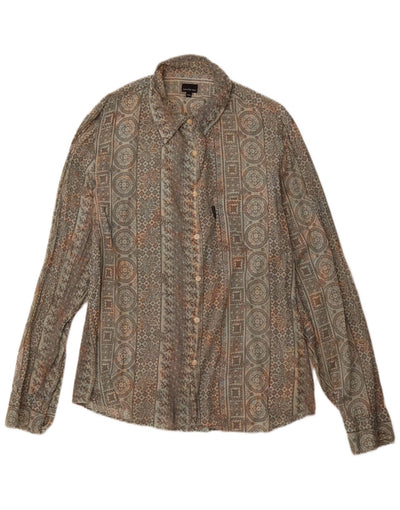 Camisa feminina CALVIN KLEIN JEANS Reino Unido 20 2XL algodão floral cinza