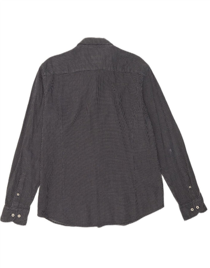 Camisa masculina MASSIMO DUTTI XL azul marinho manchado