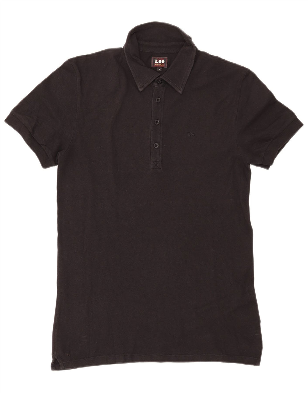 Camisa polo masculina LEE de algodão preto médio