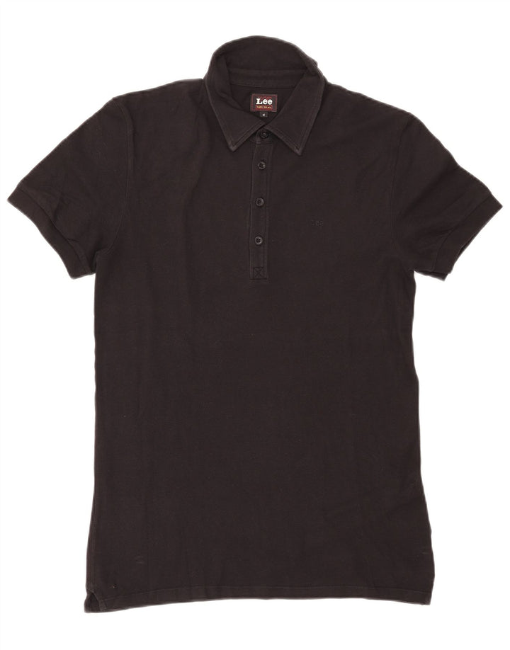 Camisa polo masculina LEE de algodão preto médio
