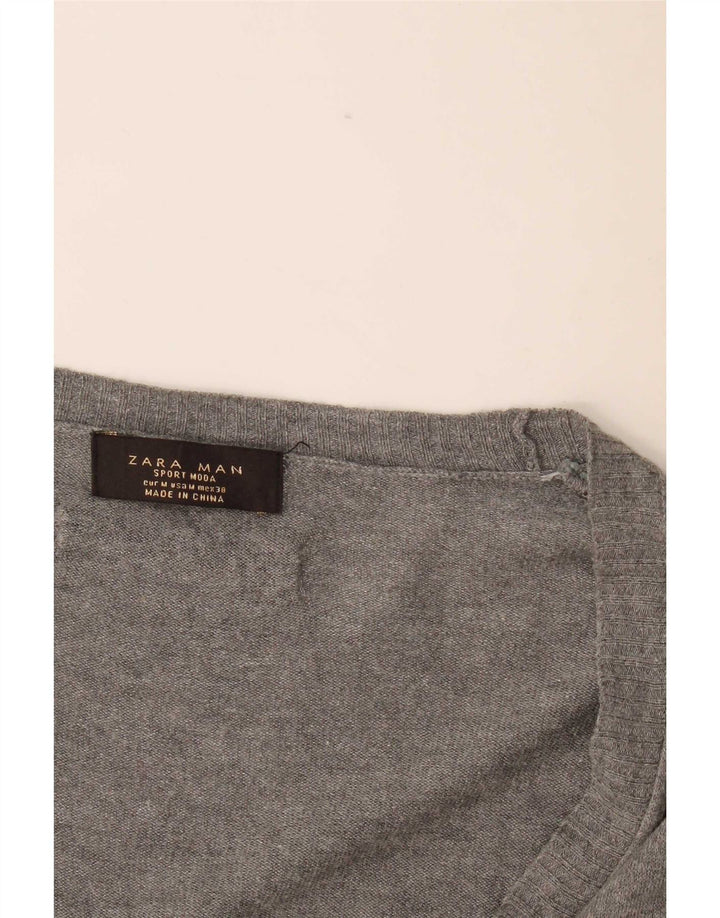 Suéter cardigã masculino Zara cinza médio