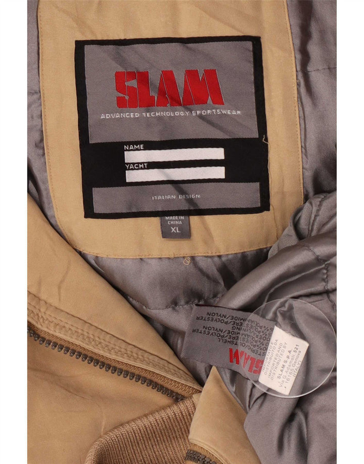 Jaqueta corta-vento masculina Slam com capuz Bomber UK 42 XL poliéster bege