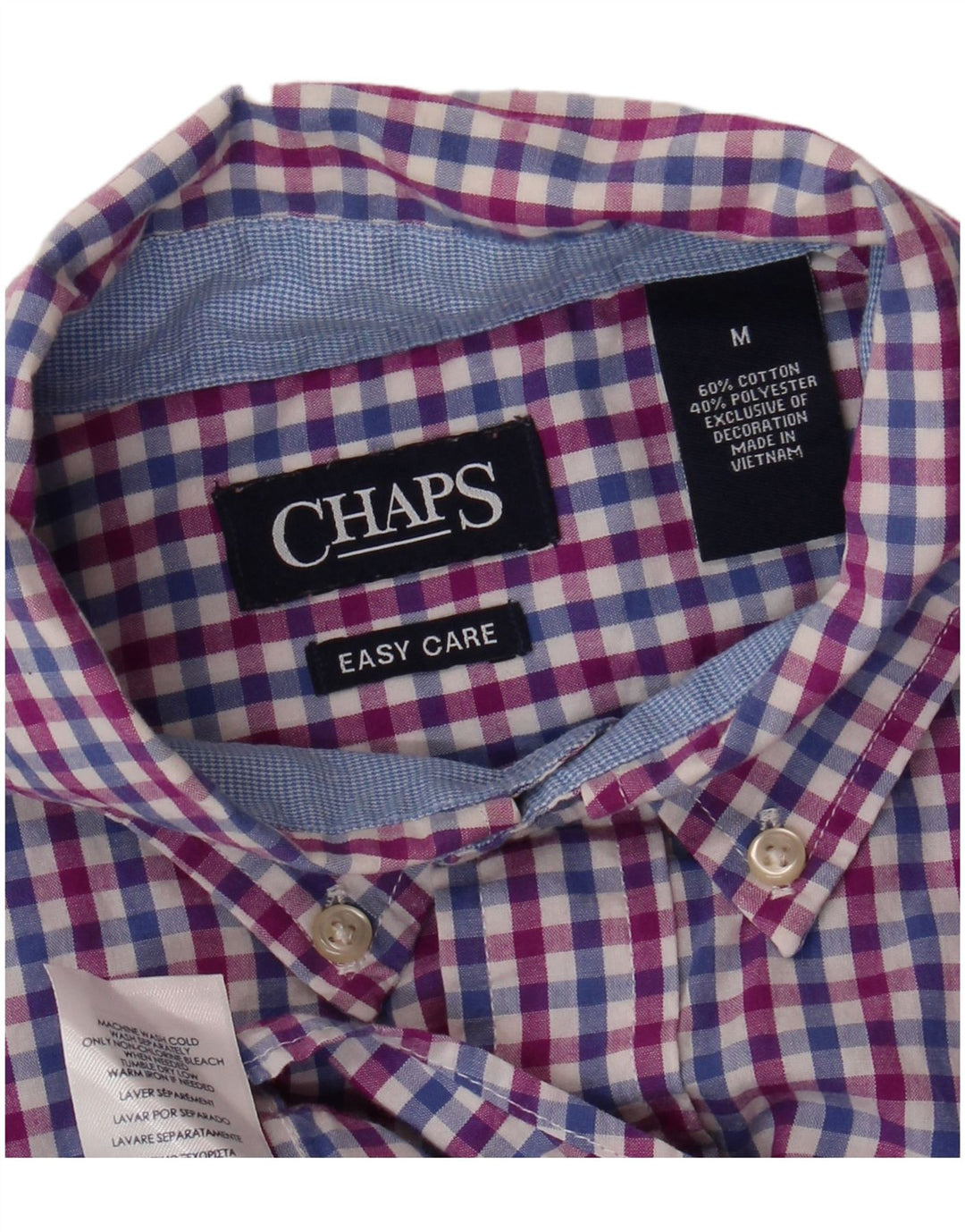 Camisa masculina de manga curta CHAPS Easy Care de algodão guingão azul médio