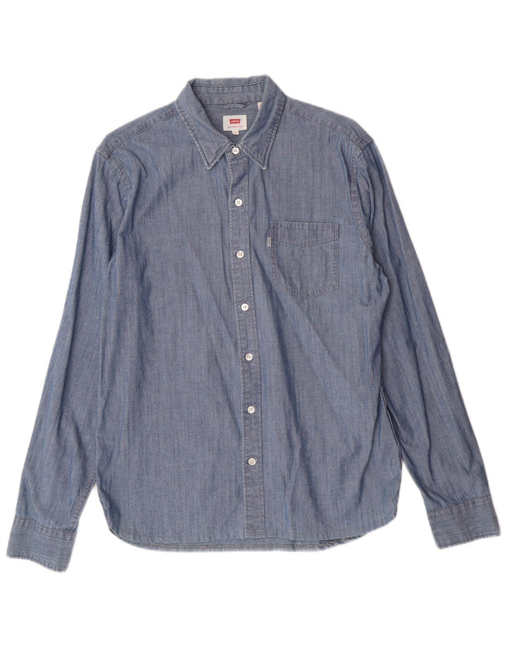 Camisa masculina LEVI'S de algodão azul médio