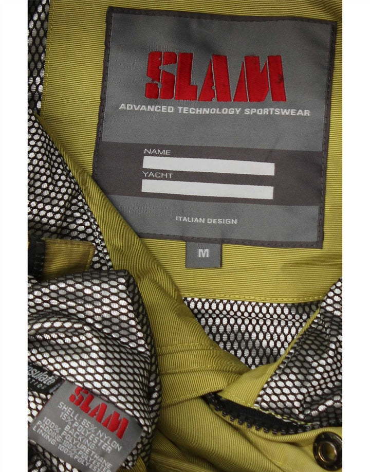 Jaqueta corta-vento masculina Slam com capuz gráfico Reino Unido 38 nylon amarelo médio
