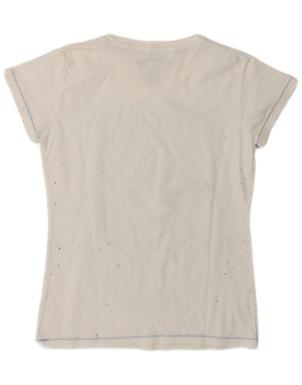 Camiseta feminina Hard Rock Cafe New York Graphic Top UK 10 pequena branca