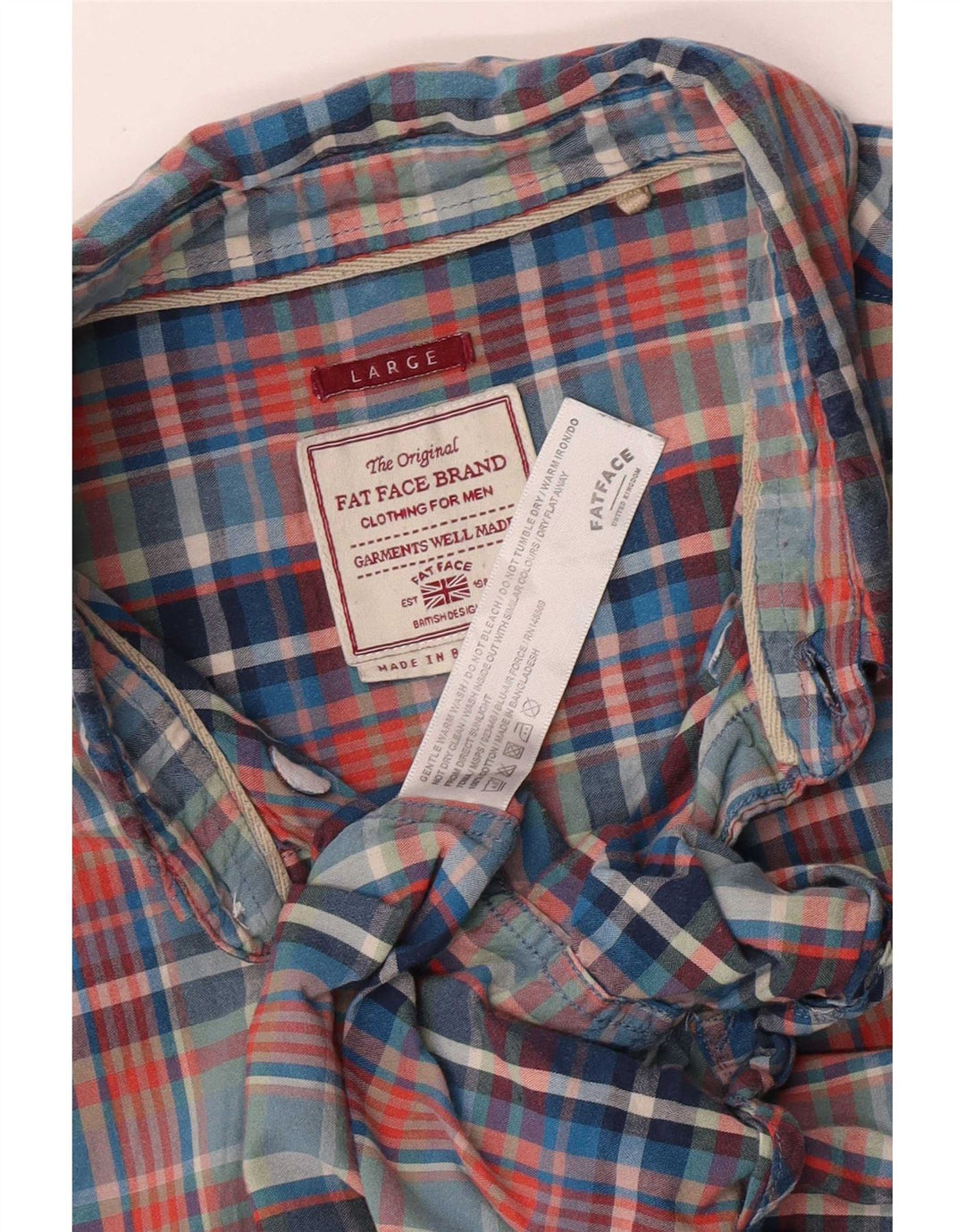 Camisa masculina Fat Face grande algodão xadrez multicolorido