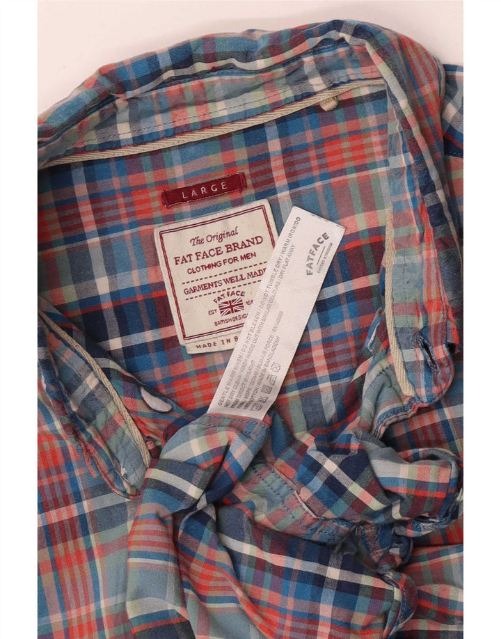 Camisa masculina Fat Face grande algodão xadrez multicolorido