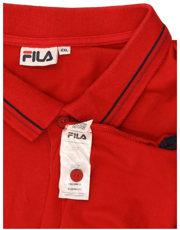 Camisa polo masculina Fila de manga comprida 2XL algodão vermelho