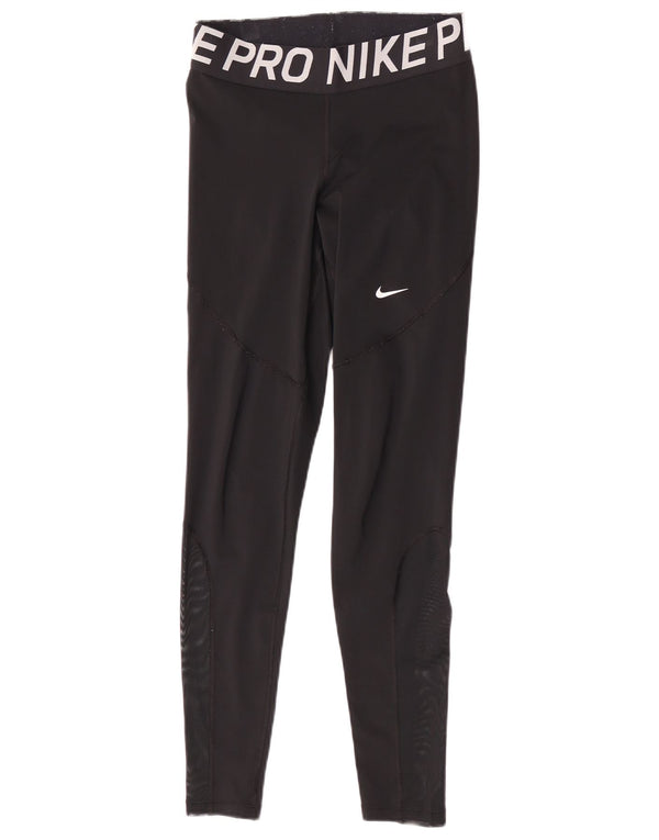 Nike Womens Dri Fit Graphic Leggings UK 14 Medium Black