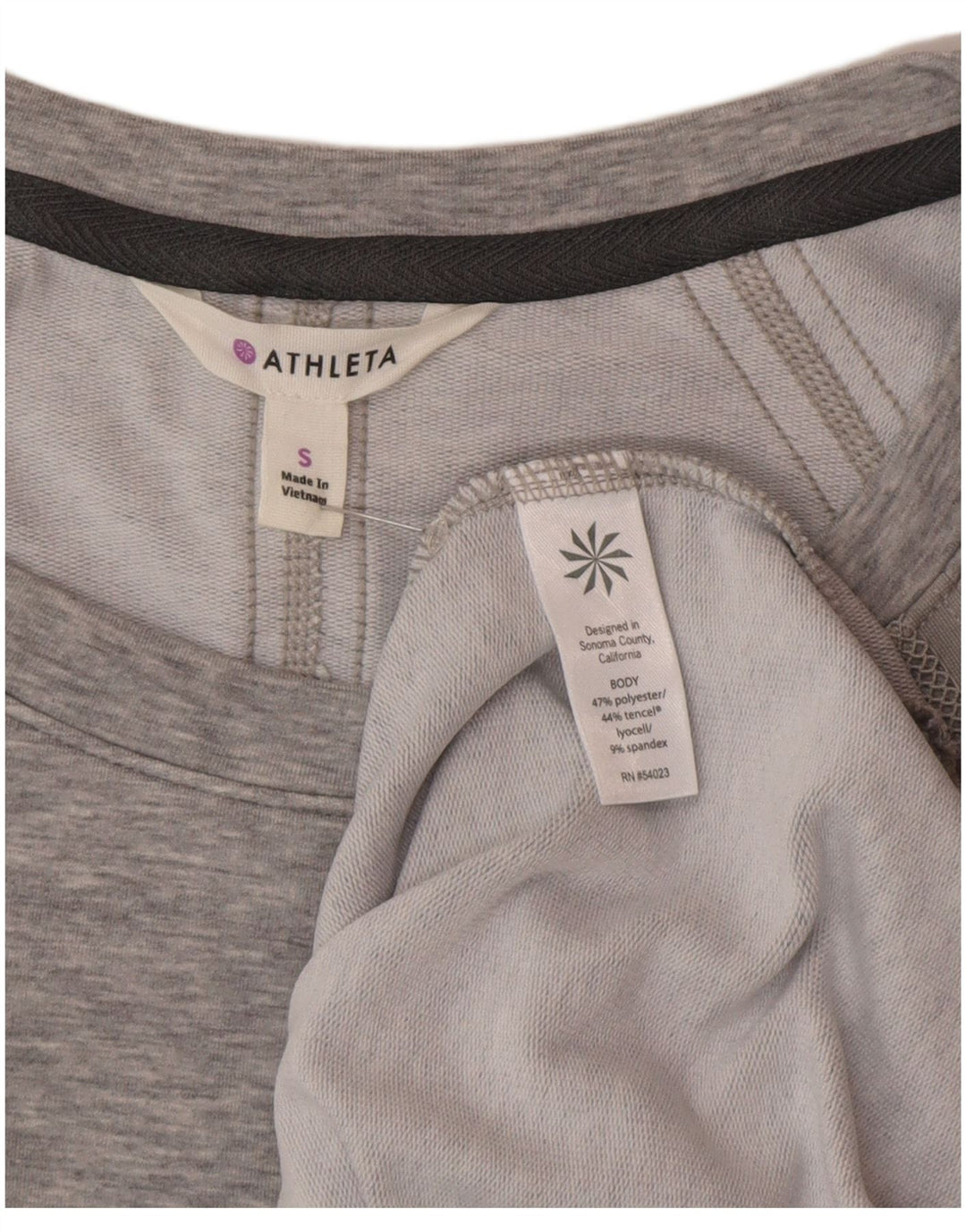 Vestido camiseta feminino Athleta Reino Unido 10 pequeno poliéster manchado cinza
