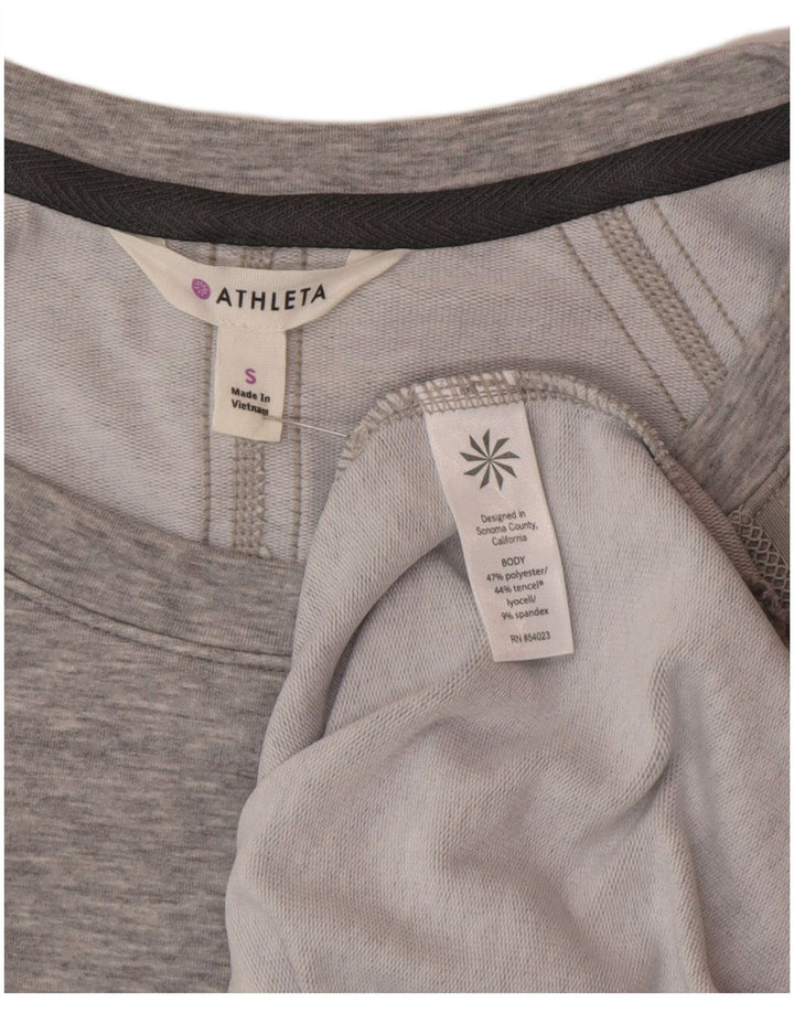 Vestido camiseta feminino Athleta Reino Unido 10 pequeno poliéster manchado cinza