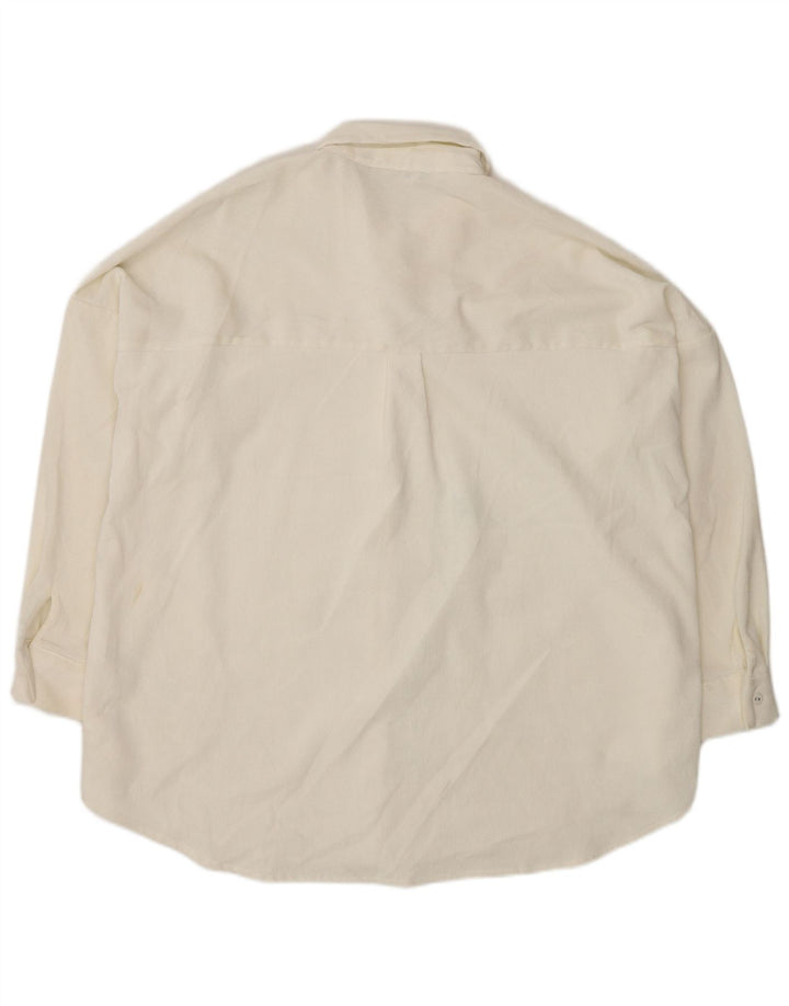 Zara Camisa Oversized Feminina UK 14 Médio Poliéster Branco