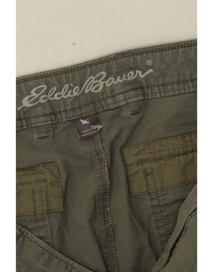 EDDIE BAUER Womens Cargo Shorts US 16 2XL W38  Green Pinstripe Cotton Vintage Eddie Bauer and Second-Hand Eddie Bauer from Messina Hembry 