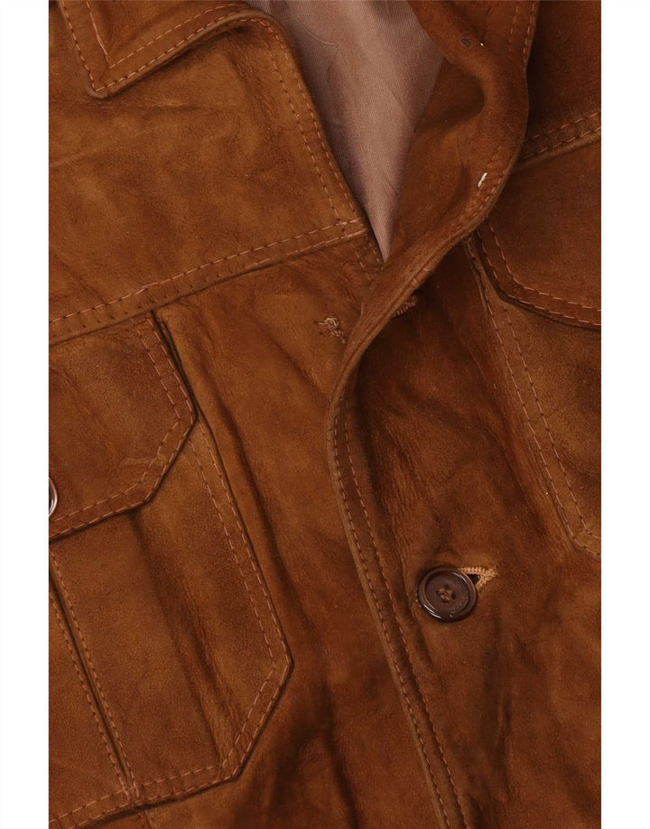 Jaqueta masculina de camurça vintage UK 38 bege médio