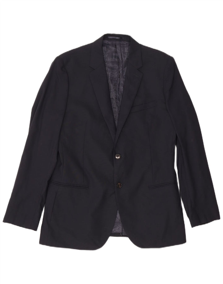 Jaqueta Blazer Masculina Reiss com 2 Botões Reino Unido 38 Lã Azul Marinho Médio
