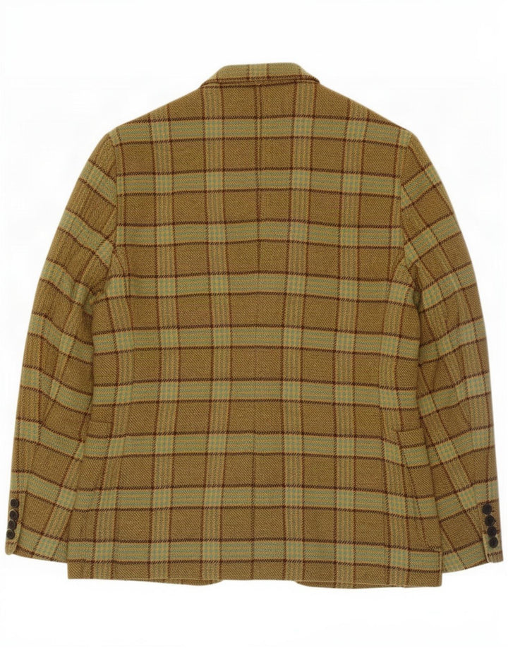 Jaqueta Blazer Masculina Brooksfield com 2 Botões IT 50 Grande Cáqui Xadrez