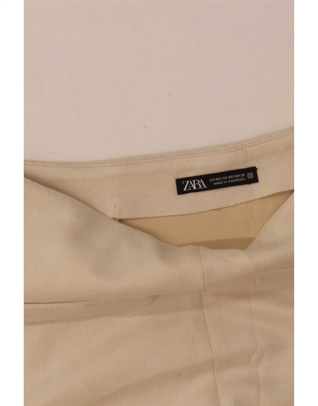 Mini saia feminina de camurça Zara XS W24 bege
