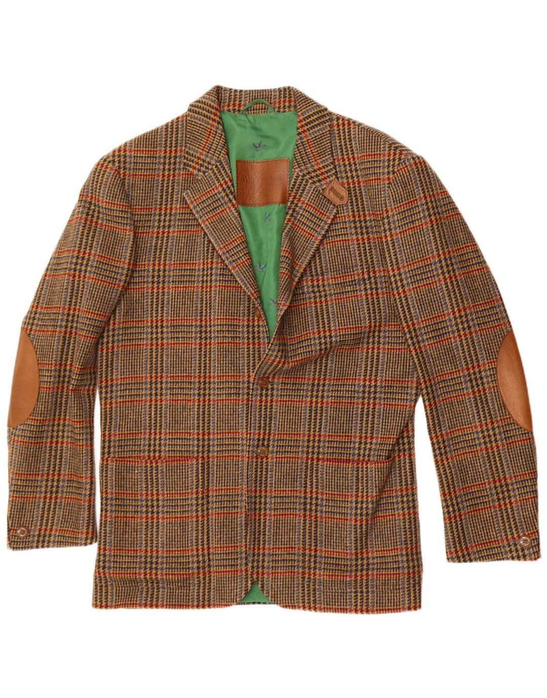 Jaqueta blazer masculina Longline Wellington UK 40 grande verde houndstooth