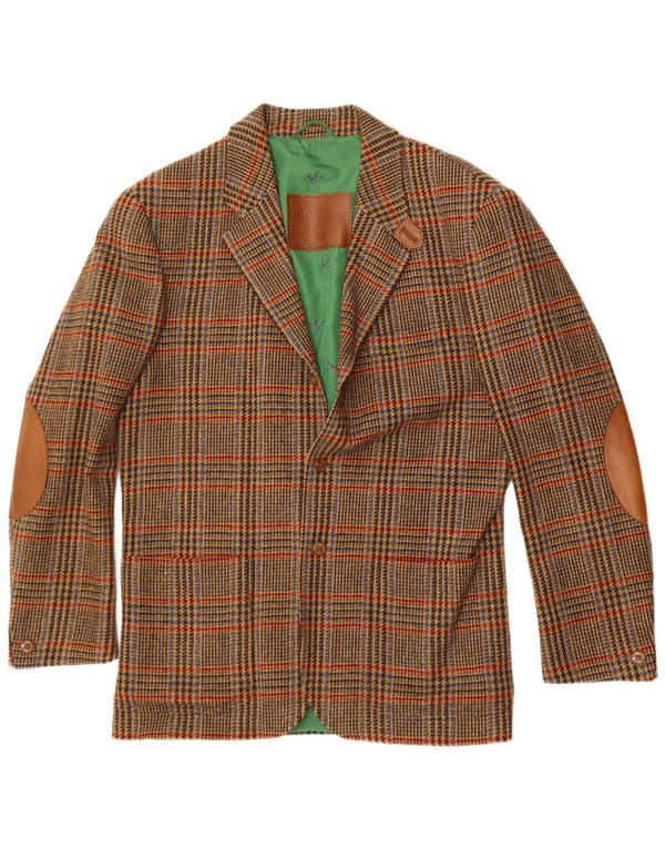 Jaqueta blazer masculina Longline Wellington UK 40 grande verde houndstooth
