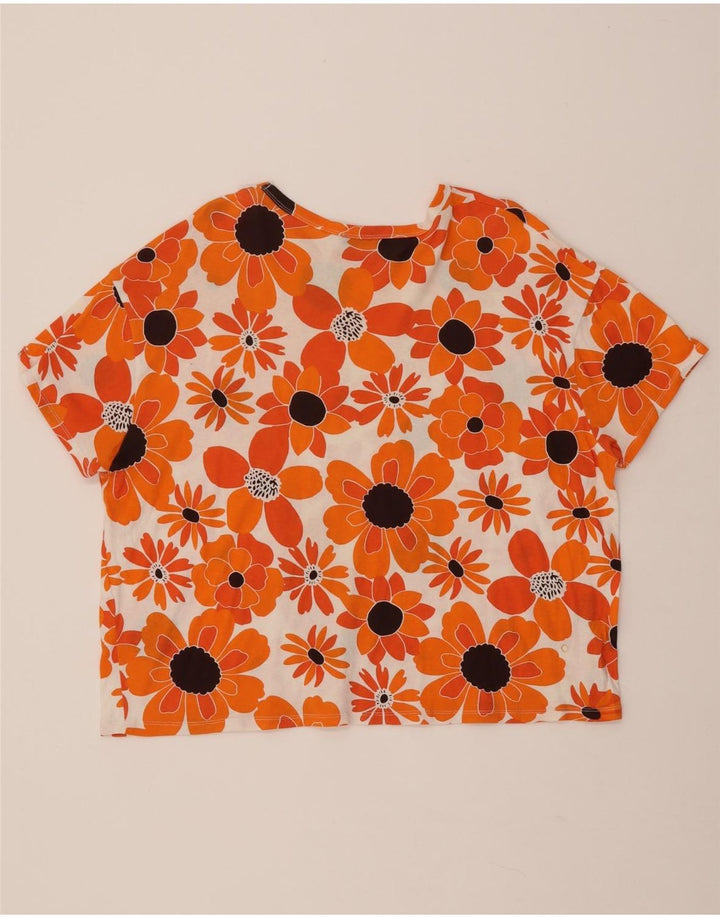 Camiseta feminina ZARA UK 16 grande laranja floral
