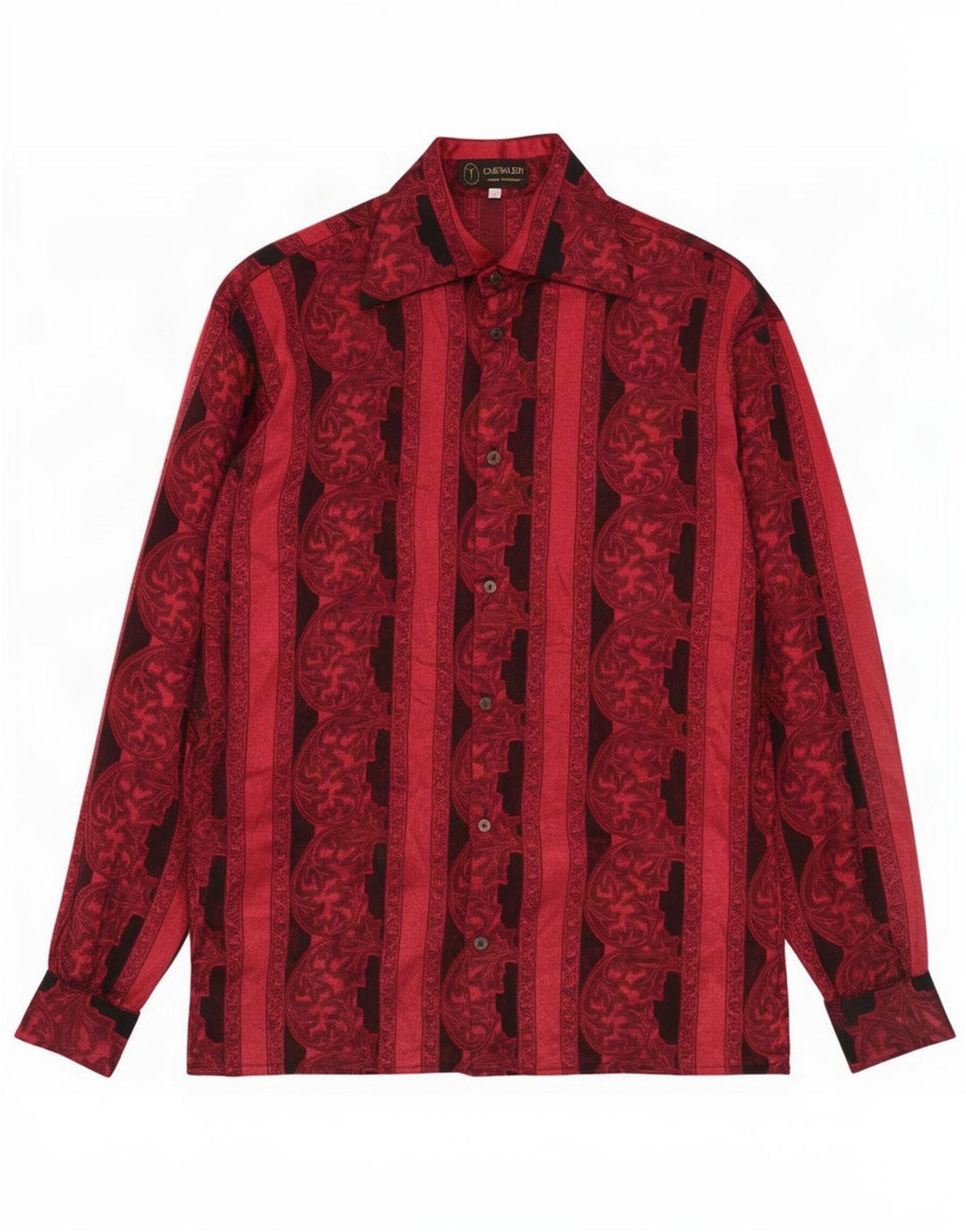 Camisa masculina Chevalier poliéster listrado vermelho médio