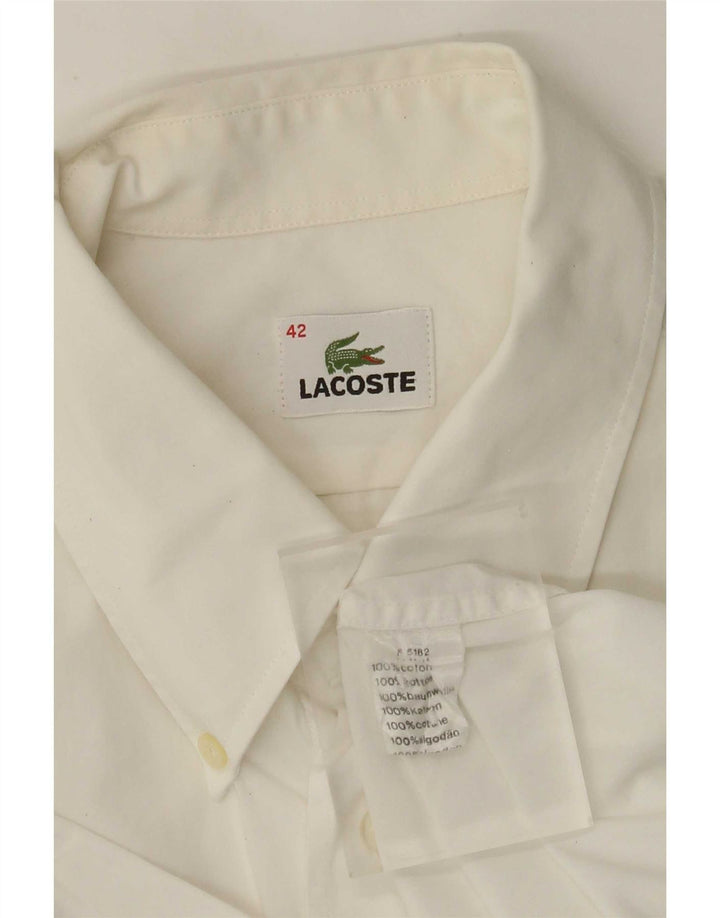 Lacoste camisa masculina de manga curta tamanho 42 grande algodão branco