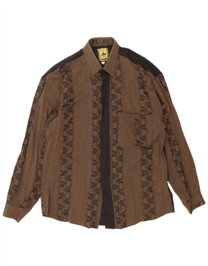 Camisa Masculina Tipo'S Marrom Médio Geométrica