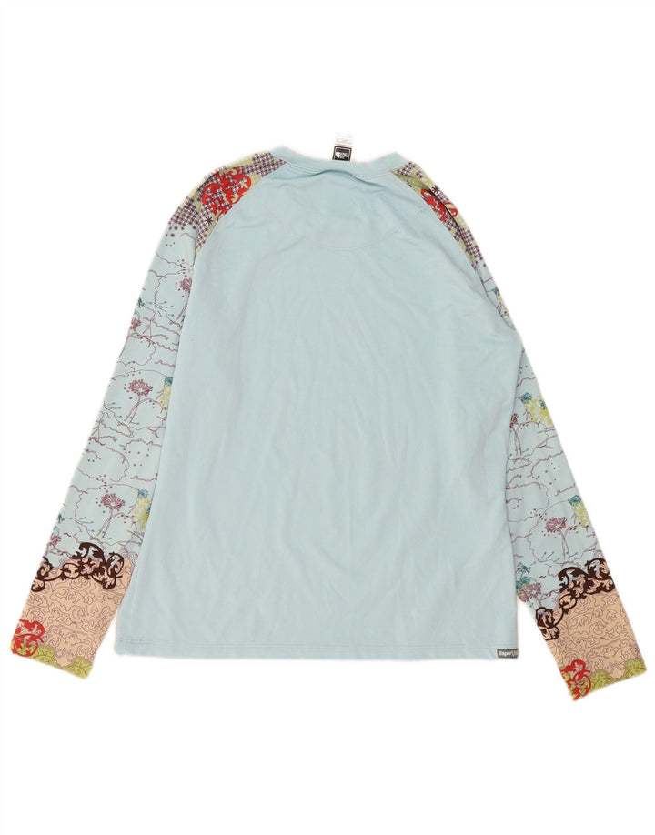 Top gráfico feminino The North Face manga comprida UK 14 poliéster azul médio