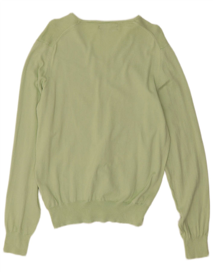 Zara Suéter masculino com gola V e algodão verde médio