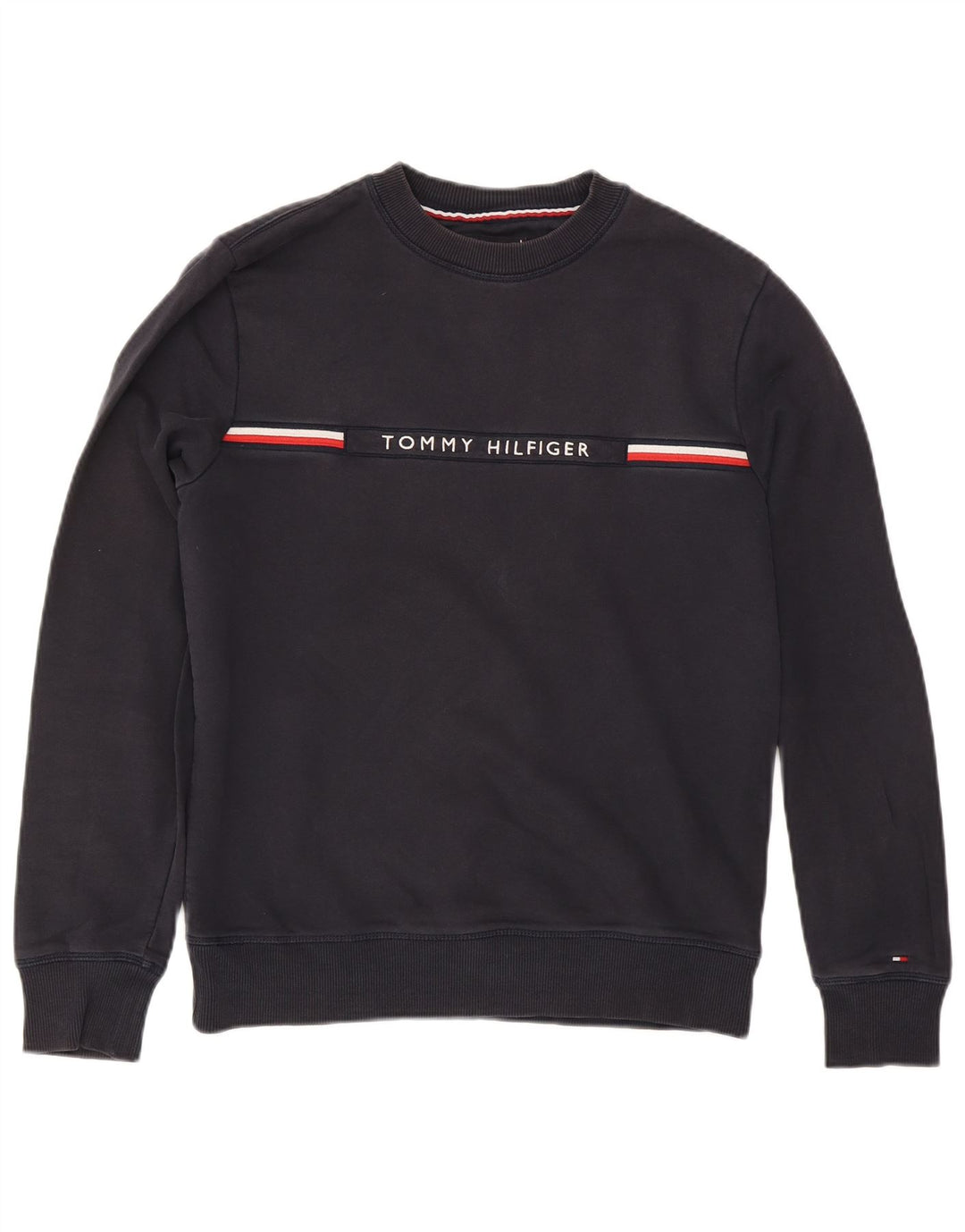 Tommy Hilfiger moletom gráfico masculino jumper médio azul marinho listrado