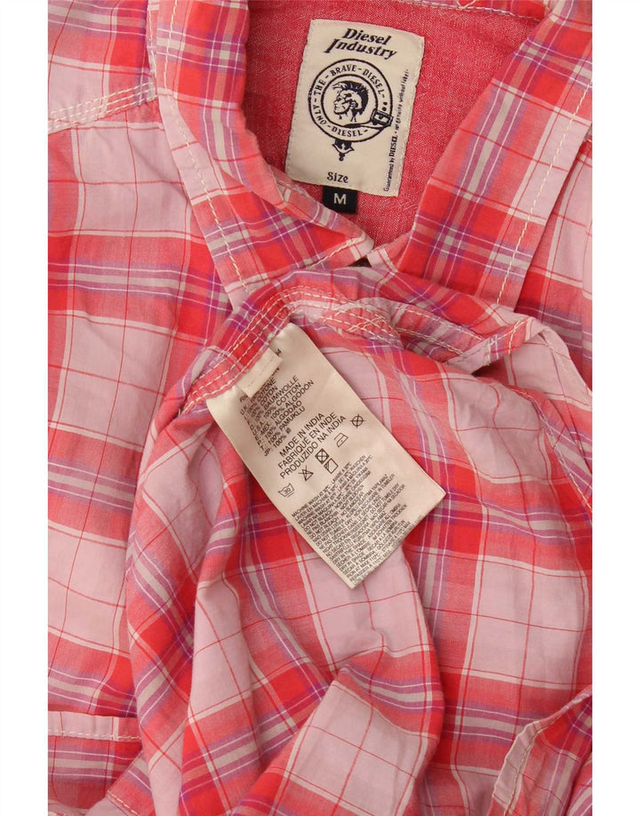 Camisa masculina Diesel médio xadrez vermelho algodão