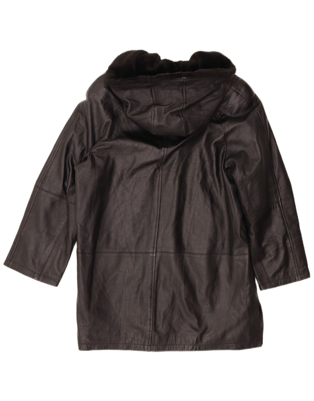 Casaco feminino de couro grande com capuz Joy EU 40 médio preto