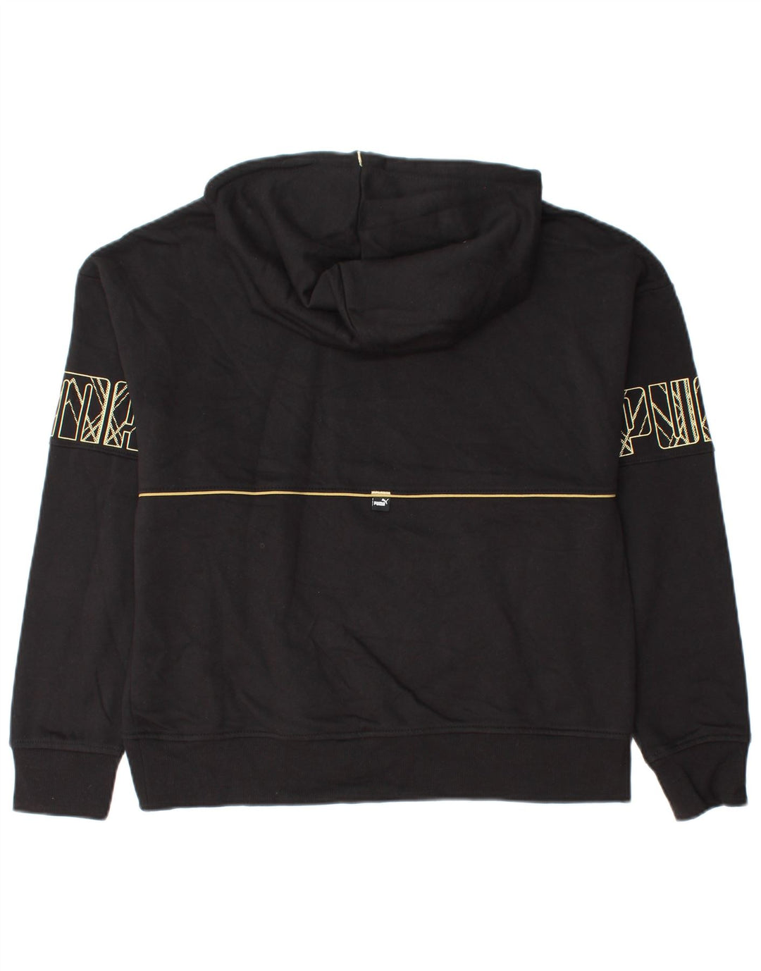 PUMA feminino gráfico moletom com capuz UK 14 médio algodão preto