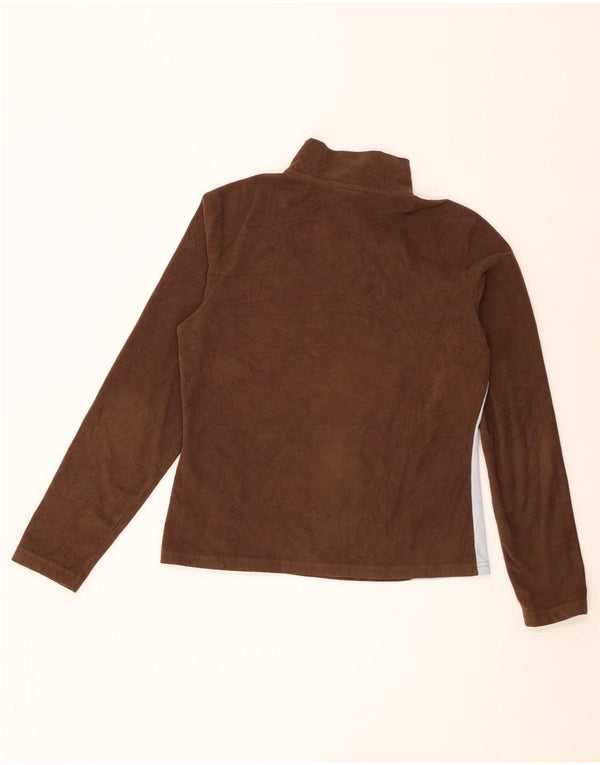 Suéter de lã feminino The North Face com gola e zíper Reino Unido 14 bloco colorido marrom médio