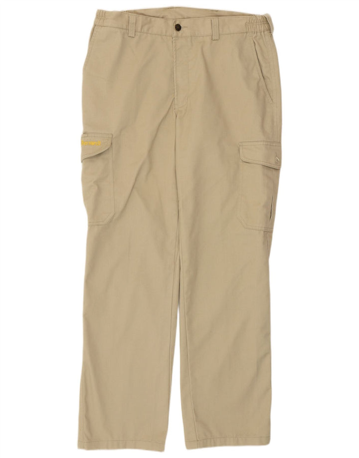 Calça cargo masculina VINTAGE reta IT 50 grande W34 L31 poliéster bege