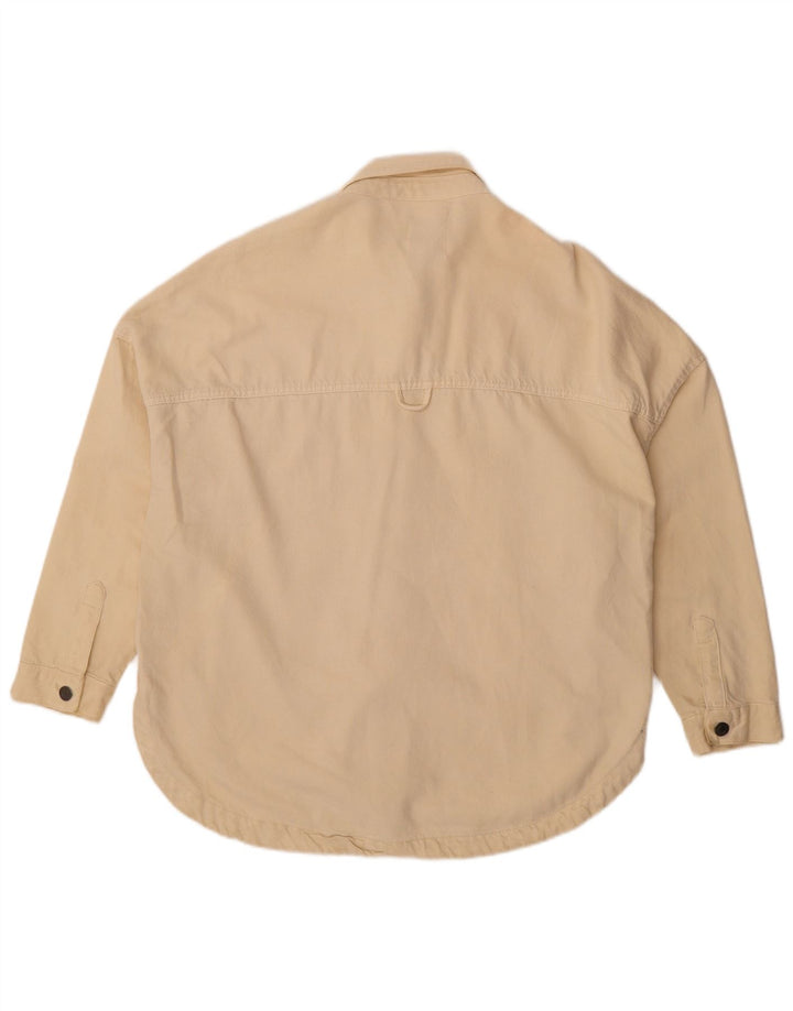 Camisa jeans oversized feminina Zara Reino Unido 14 médio off white algodão
