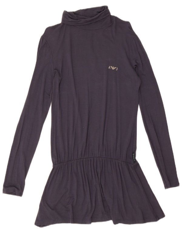 Vestido feminino Armani Jeans manga comprida cintura baixa UE 42 grande azul marinho