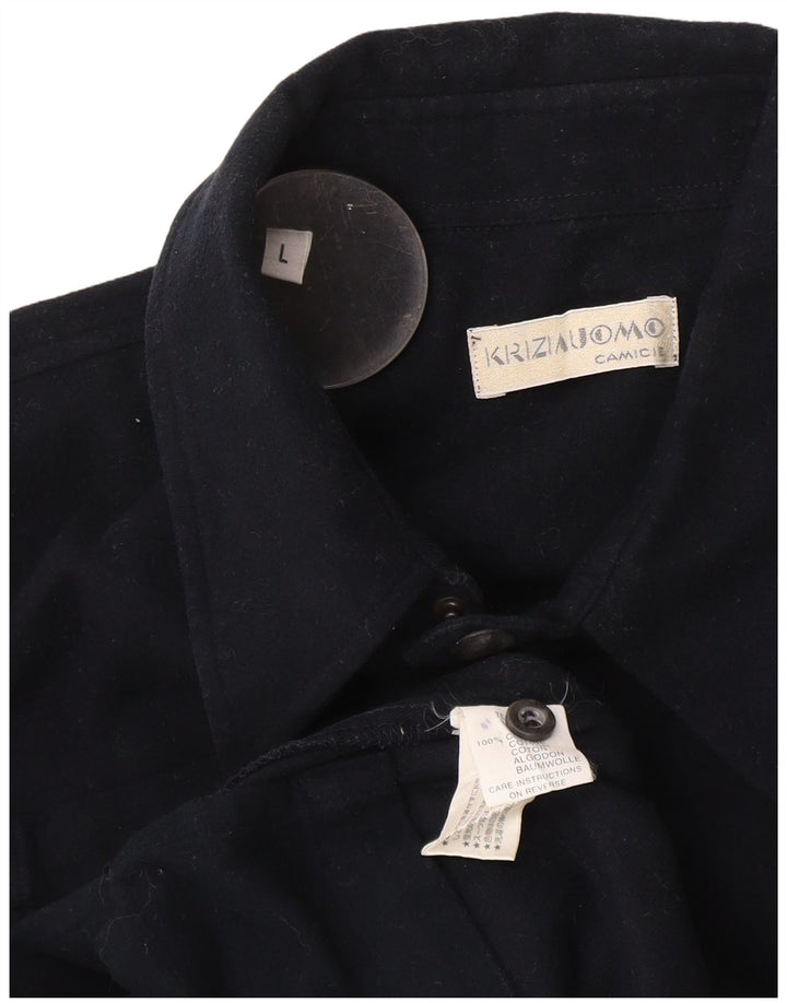 Jaqueta utilitária masculina Krizia UK 40 grande algodão azul marinho