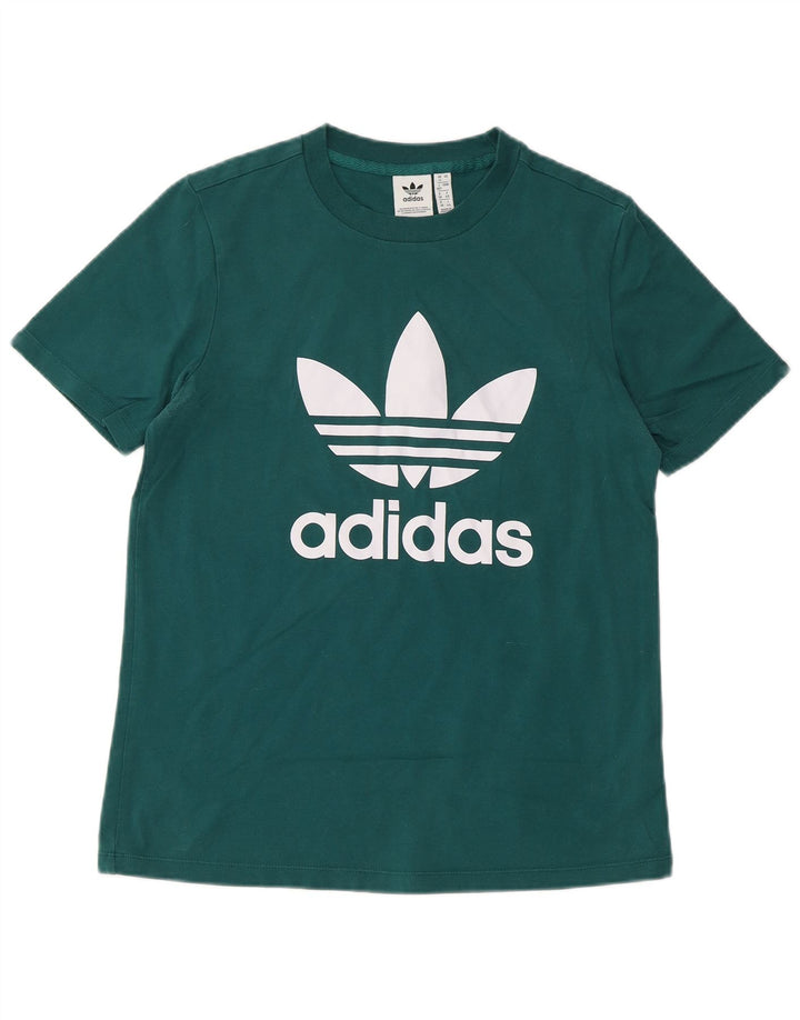 ADIDAS Womens Graphic T-Shirt Top UK 12 Médio Algodão Verde