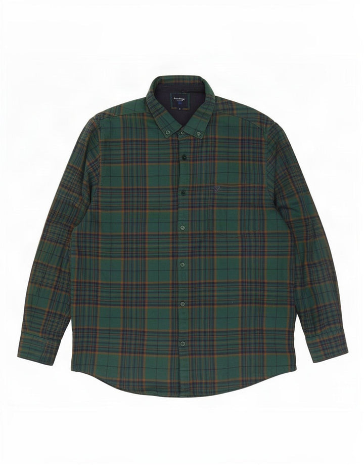 Camisa masculina de flanela lenhador James Pringle algodão xadrez verde médio
