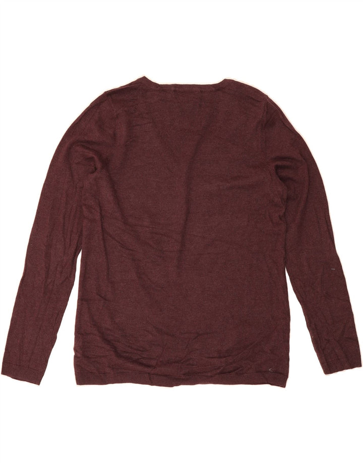 EDDIE BAUER Womens V-Neck Jumper Sweater UK 16 Large Burgundy Cotton Vintage Eddie Bauer and Second-Hand Eddie Bauer from Messina Hembry 