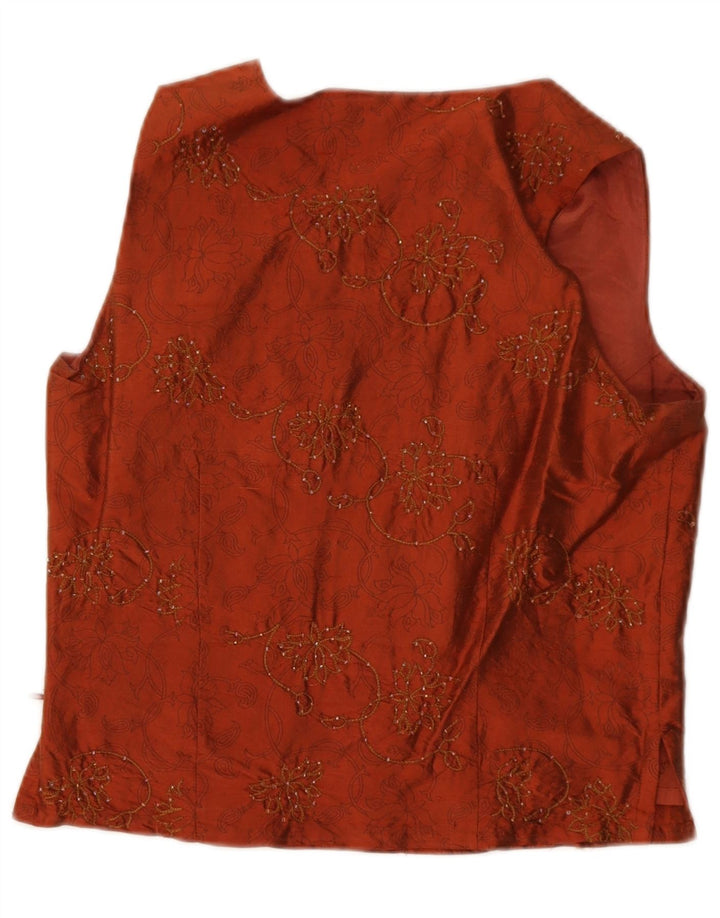 Blunauta Conjunto feminino de 4 botões e 3 peças IT 42 Médio W28 Laranja Floral Seda