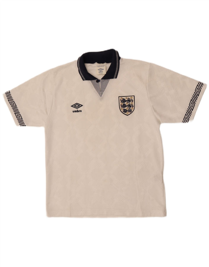 Camisa gráfica masculina Umbro Inglaterra 1990-1992 Top pequeno branco esportivo