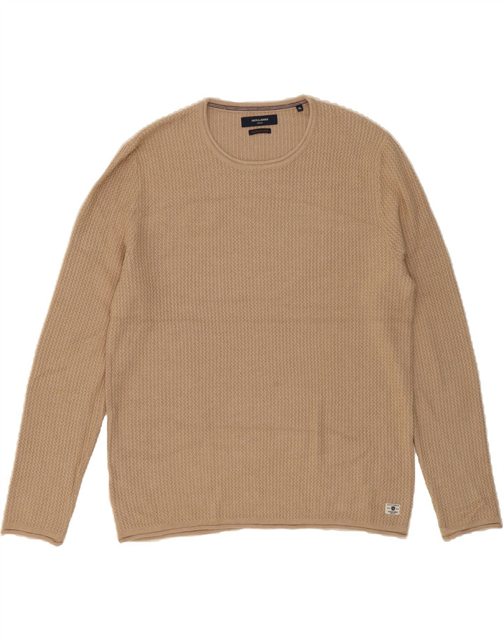 JACK & JONES Mens Crew Neck Jumper Sweater XL Beige Cotton Vintage Jack & Jones and Second-Hand Jack & Jones from Messina Hembry 