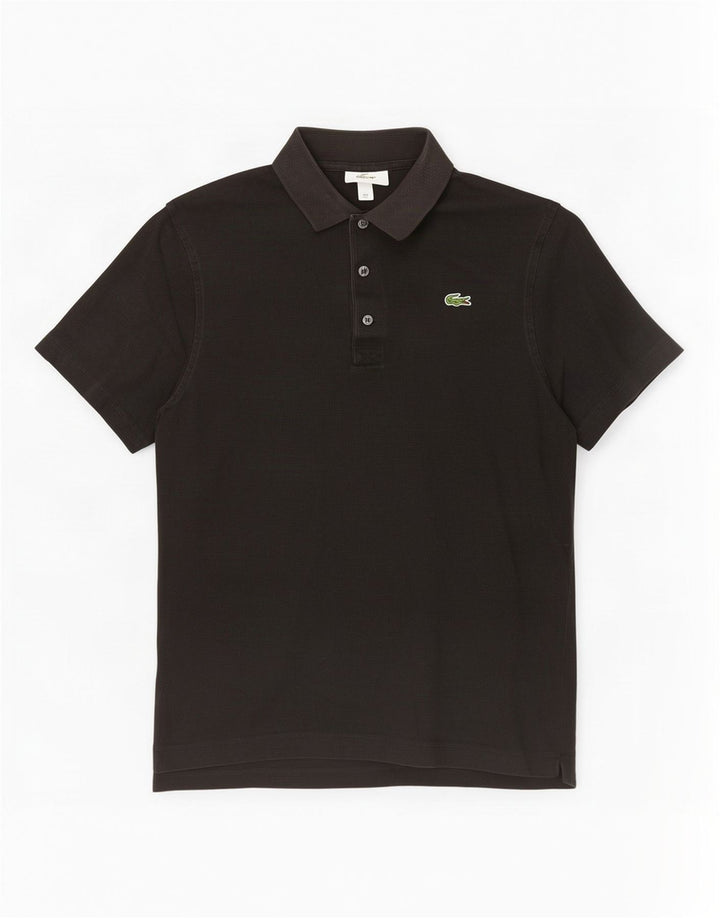 Camisa polo masculina Lacoste tamanho 5 grande algodão preto