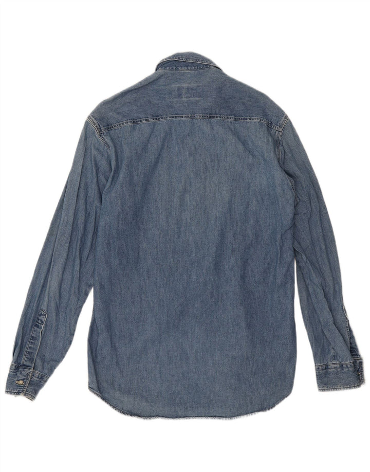 Camisa jeans masculina Gianfranco Ferre pequena azul