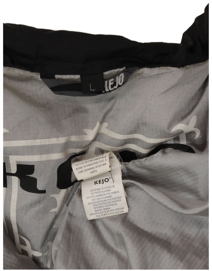 Jaqueta masculina acolchoada com capuz gráfico Kejo UK 40 grande poliamida preta