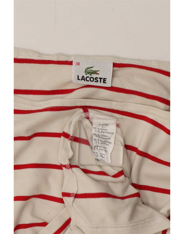 Top feminino Lacoste manga comprida tamanho 38 médio off white algodão listrado