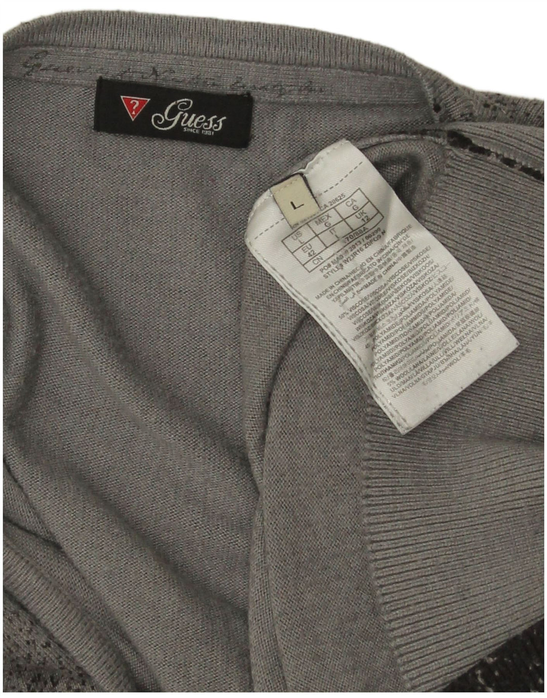 Cardigã Feminino Guess Tamanho UK 12 Médio Cinza Mesclado Viscose